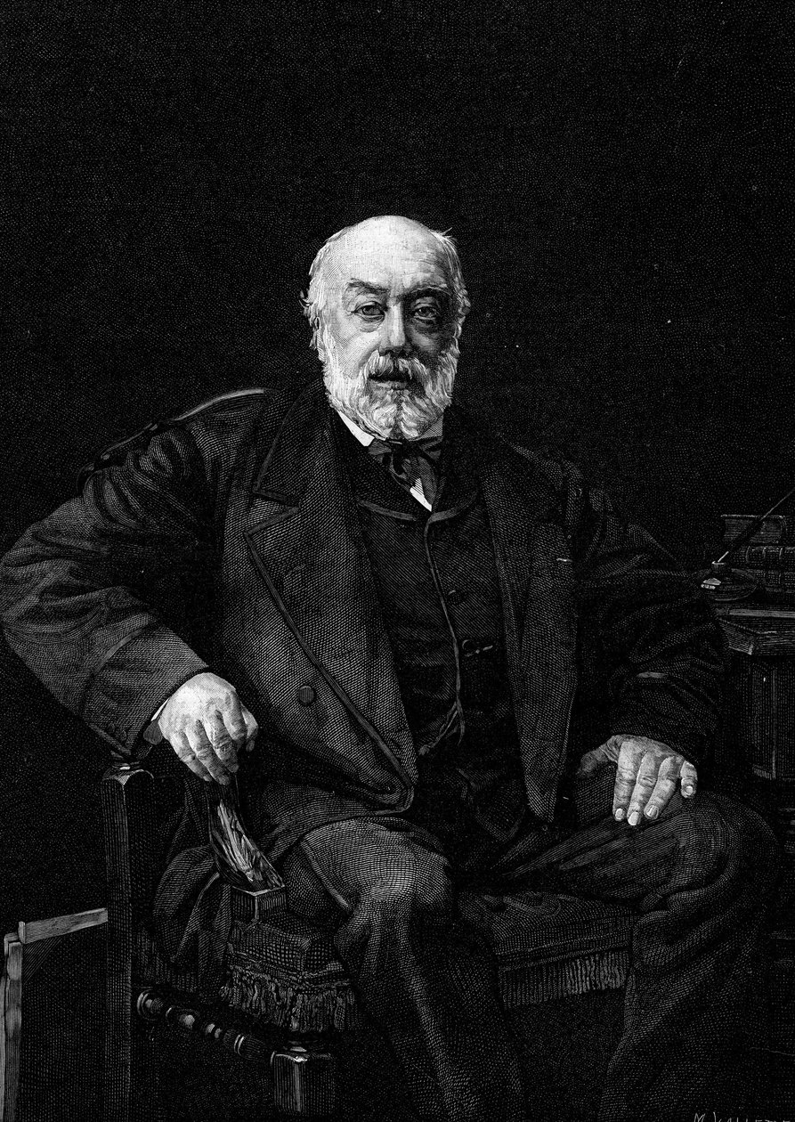 Ritratto di Gustave Nadaud (1820-1893), cantante francese. Incisione dal dipinto di Jean Joseph Weerts (1849-1927). In Le Monde Illustré n. 1252 del 26 marzo 1881. da Jean Joseph Weerts
