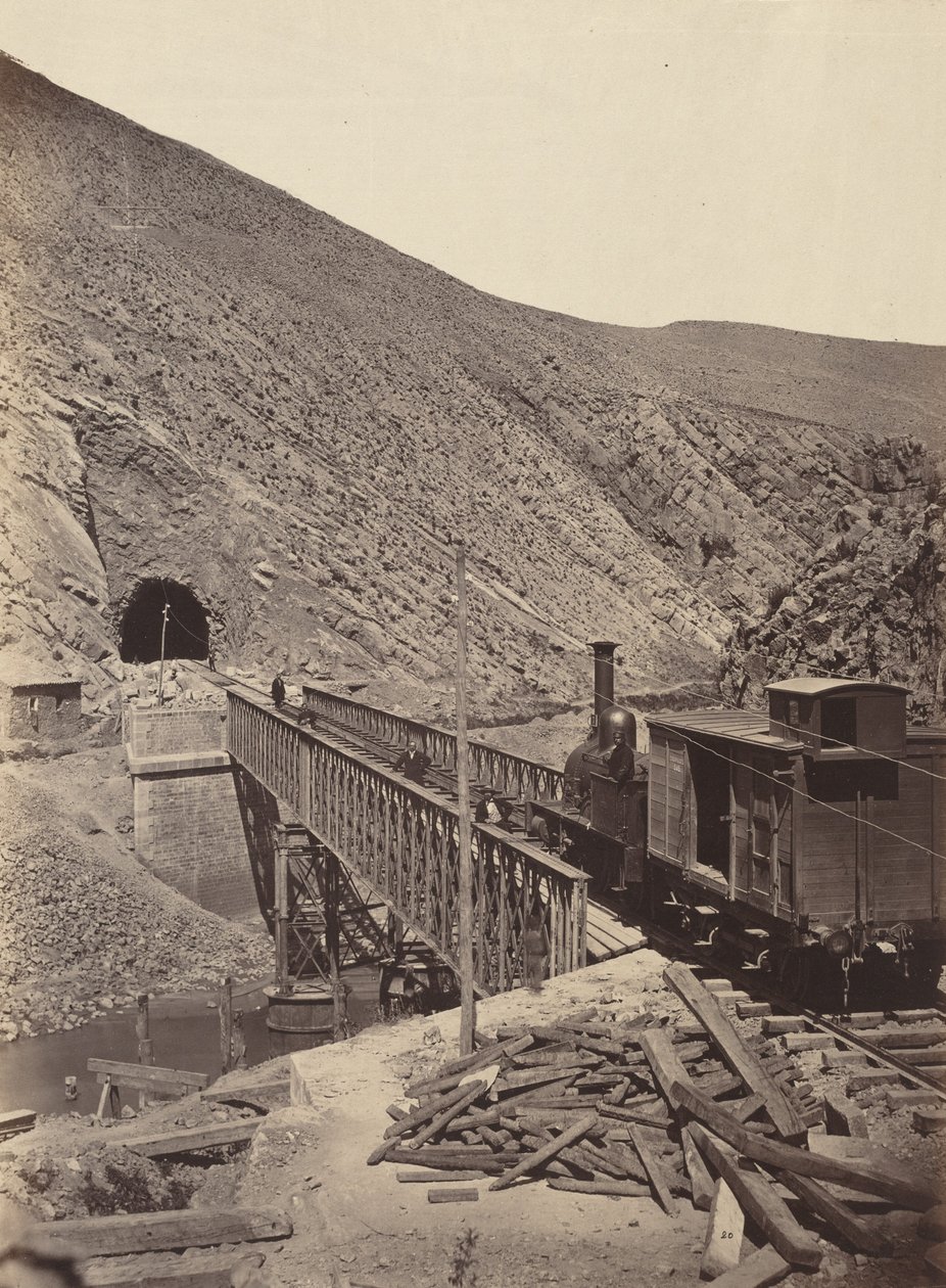 Ponte e galleria sul Jalon, da Madrid a Saragozza, 1860-1865 ca. 1860-1865 (foto) da Jean Laurent