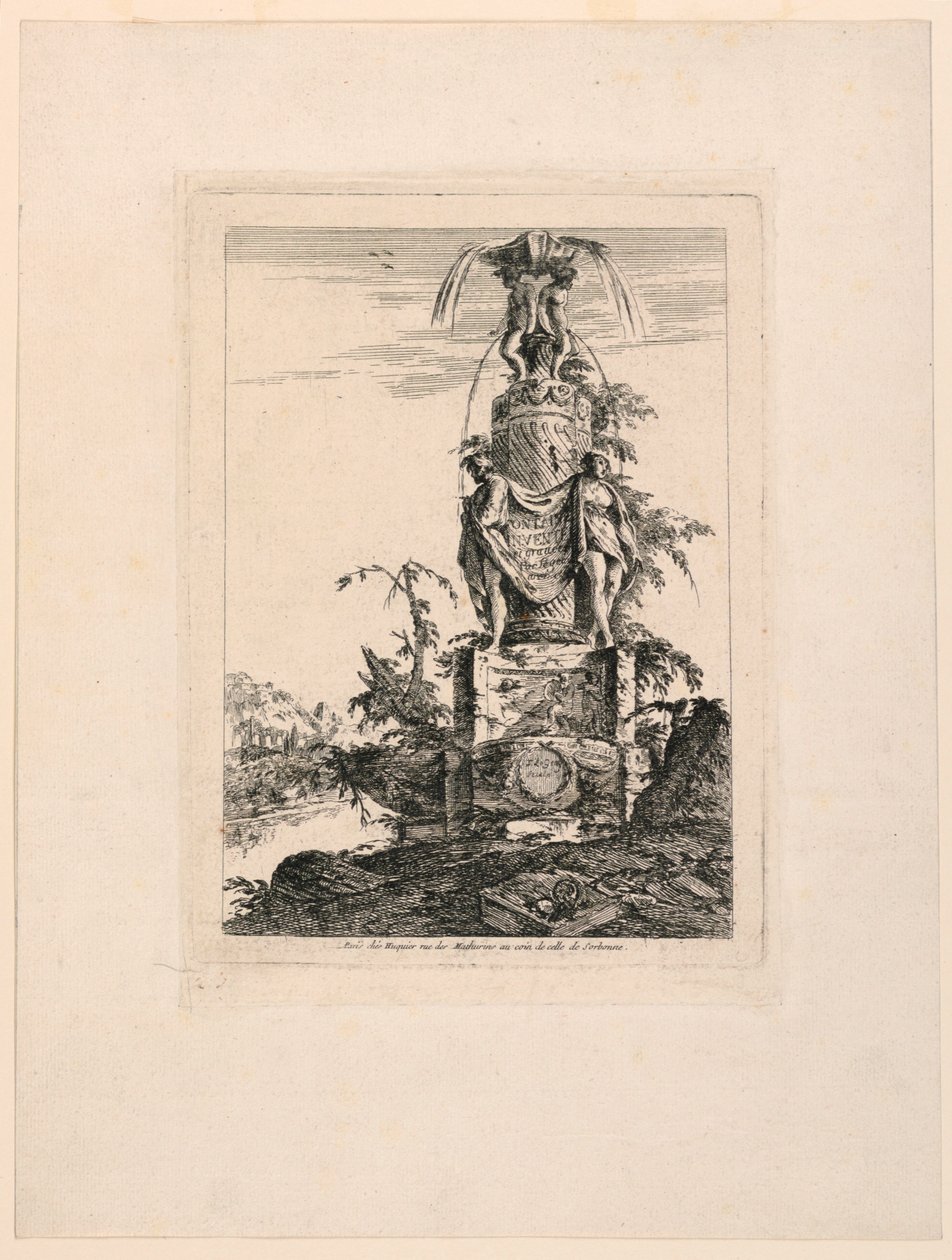 Disegno per una fontana fantastica da Jean Laurent Legeay