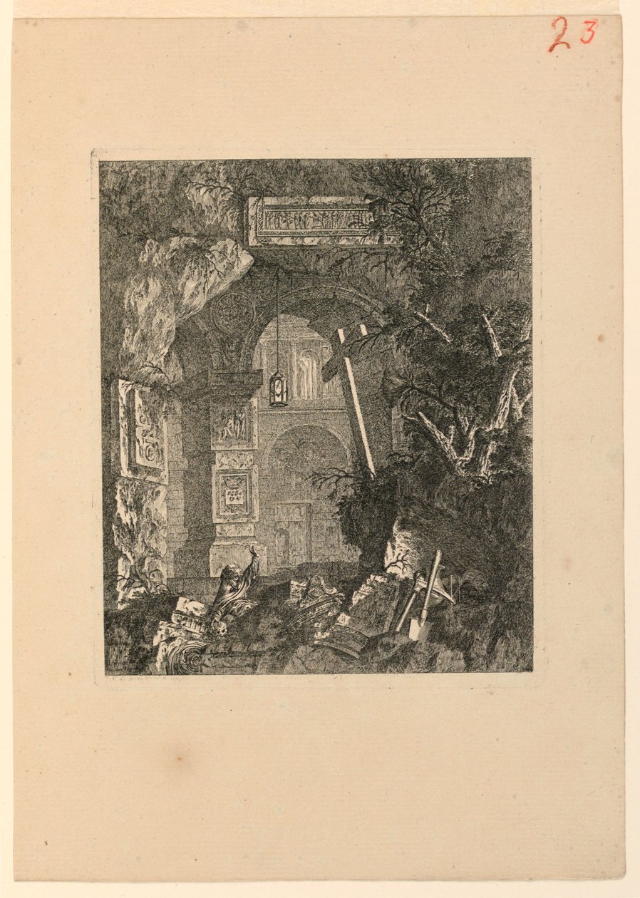 San Francesco (?) in un Paesaggio di Rovine da Jean Laurent Legeay