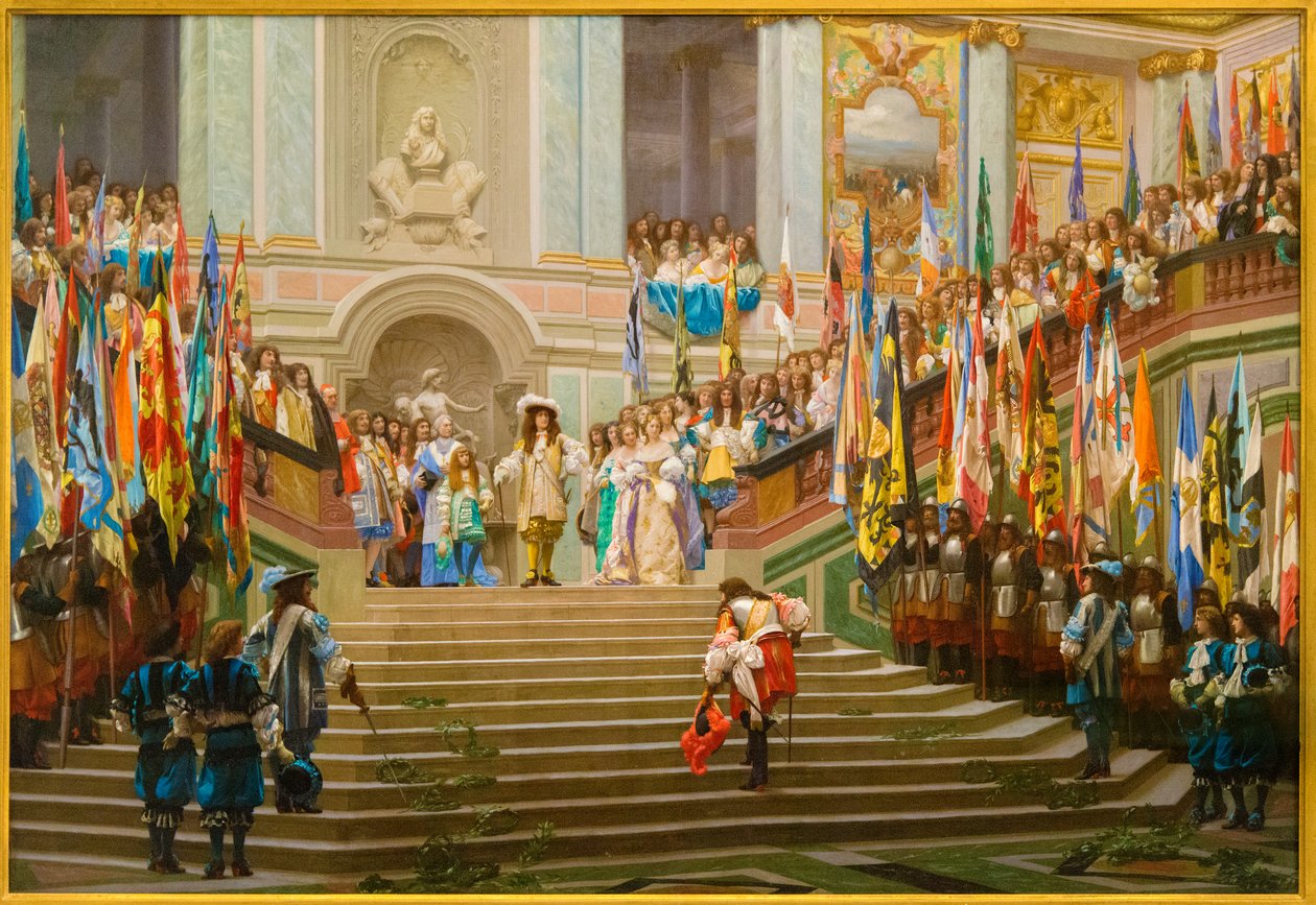 Ricevimento di Luigi II di Borbone Condé detto il Gran Condé da parte del re Luigi XIV a Versailles nel 1674 da Jean Leon Gerome