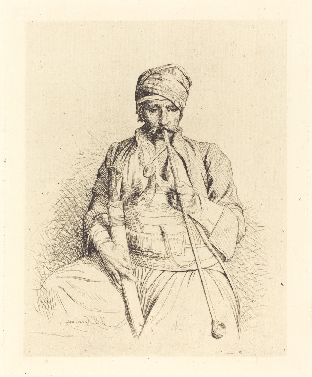 Arabo Seduto con Pipa da Jean Leon Gerome