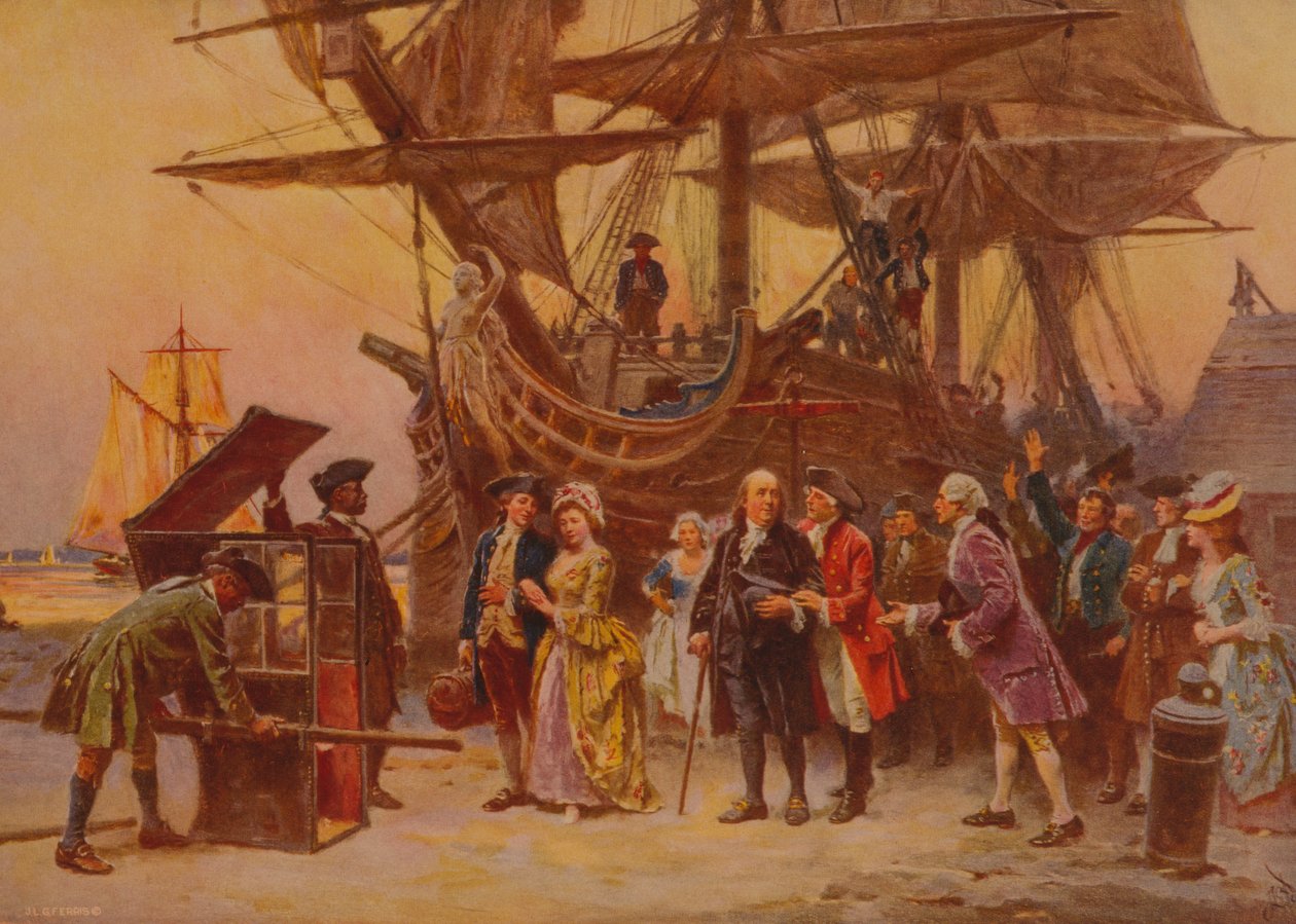 Il ritorno di Franklin a Filadelfia da Jean Leon Gerome Ferris