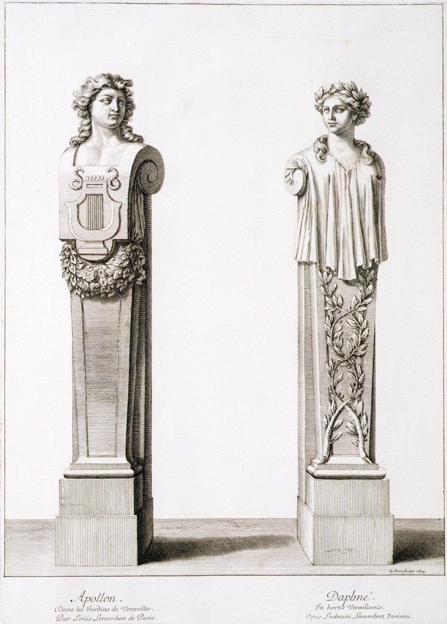 Busti di Apollo e Dafne di Louis Lerambert a Versailles, 1674 da Jean Lepautre