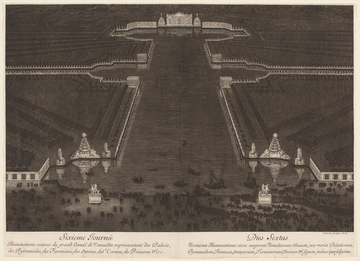 Illuminazioni intorno al grande canale di Versailles da Jean Lepautre