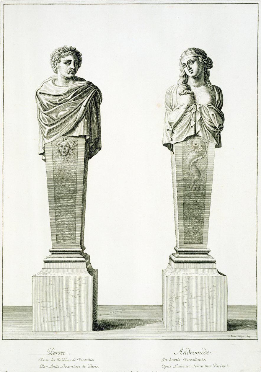 Sculture raffiguranti Perseo e Andromeda di Louis Lerambert a Versailles da Jean Lepautre