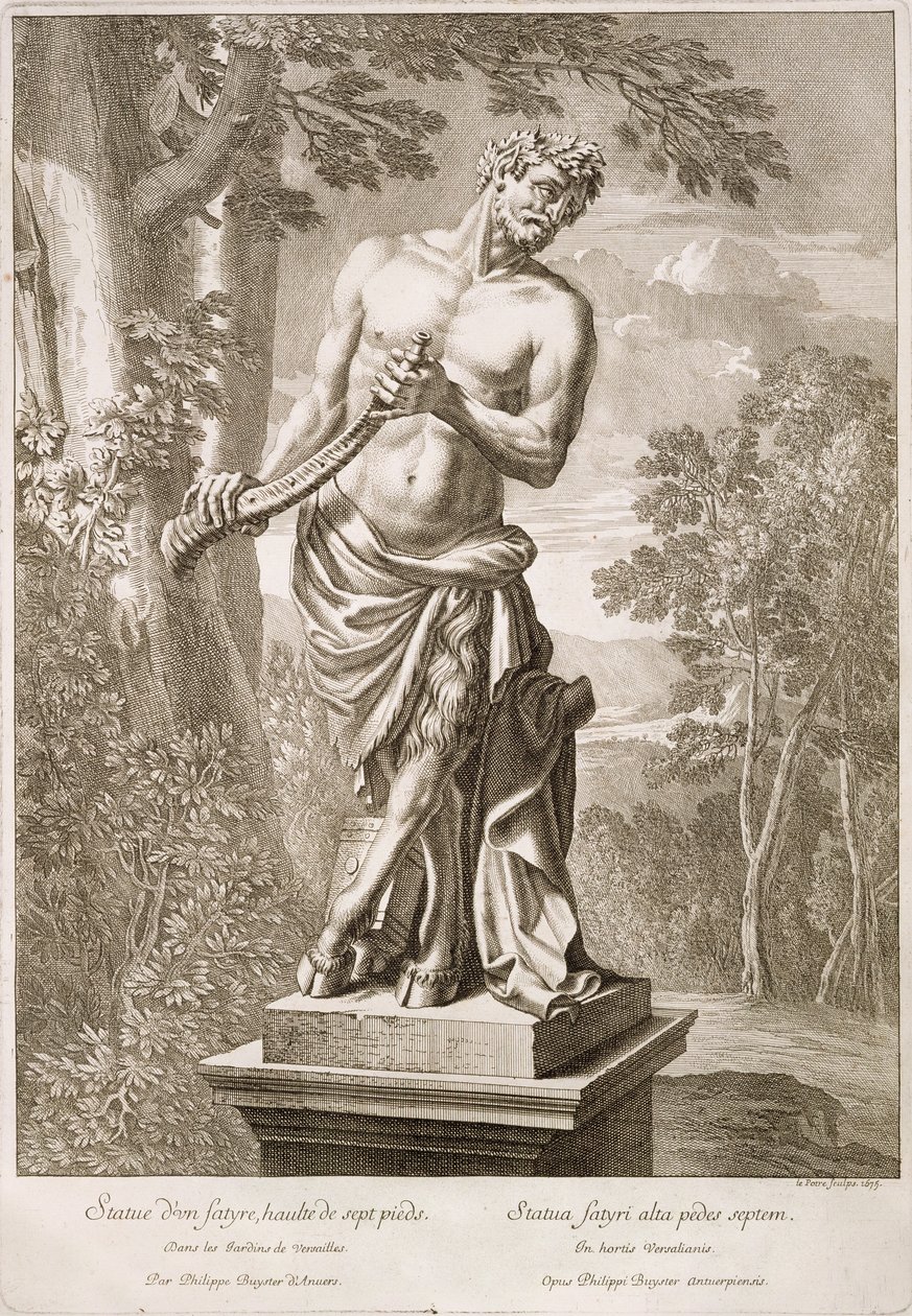 Statua di un satiro di Philip de Buyster a Versailles, 1675 da Jean Lepautre