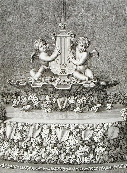 Due Cupidi che tengono una lira, una fontana a Versailles da Jean Lepautre