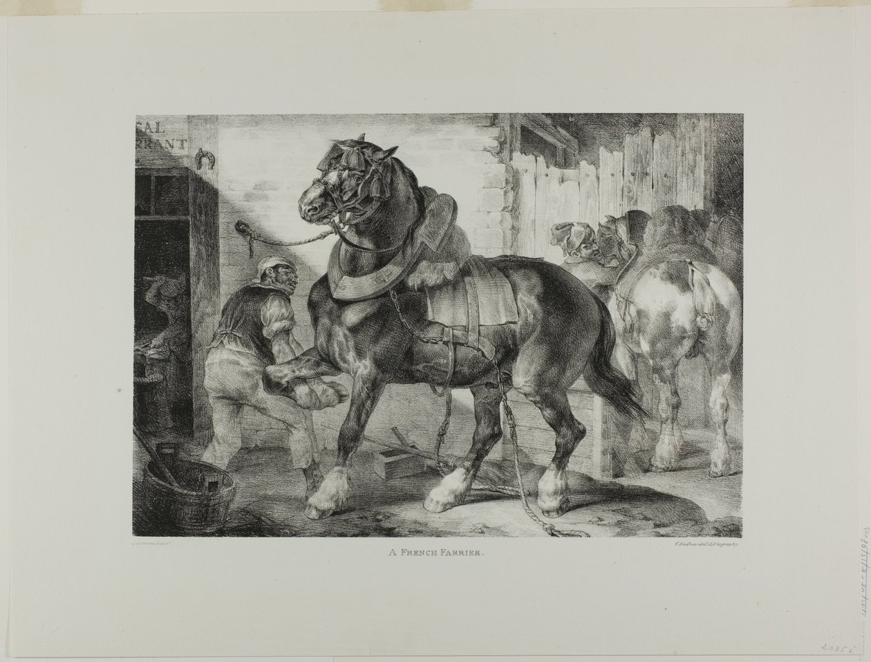 Un maniscalco francese, piatto 12 da Vari soggetti disegnati dal vero e su pietra (The English Suite) da Jean Louis André Théodore Géricault