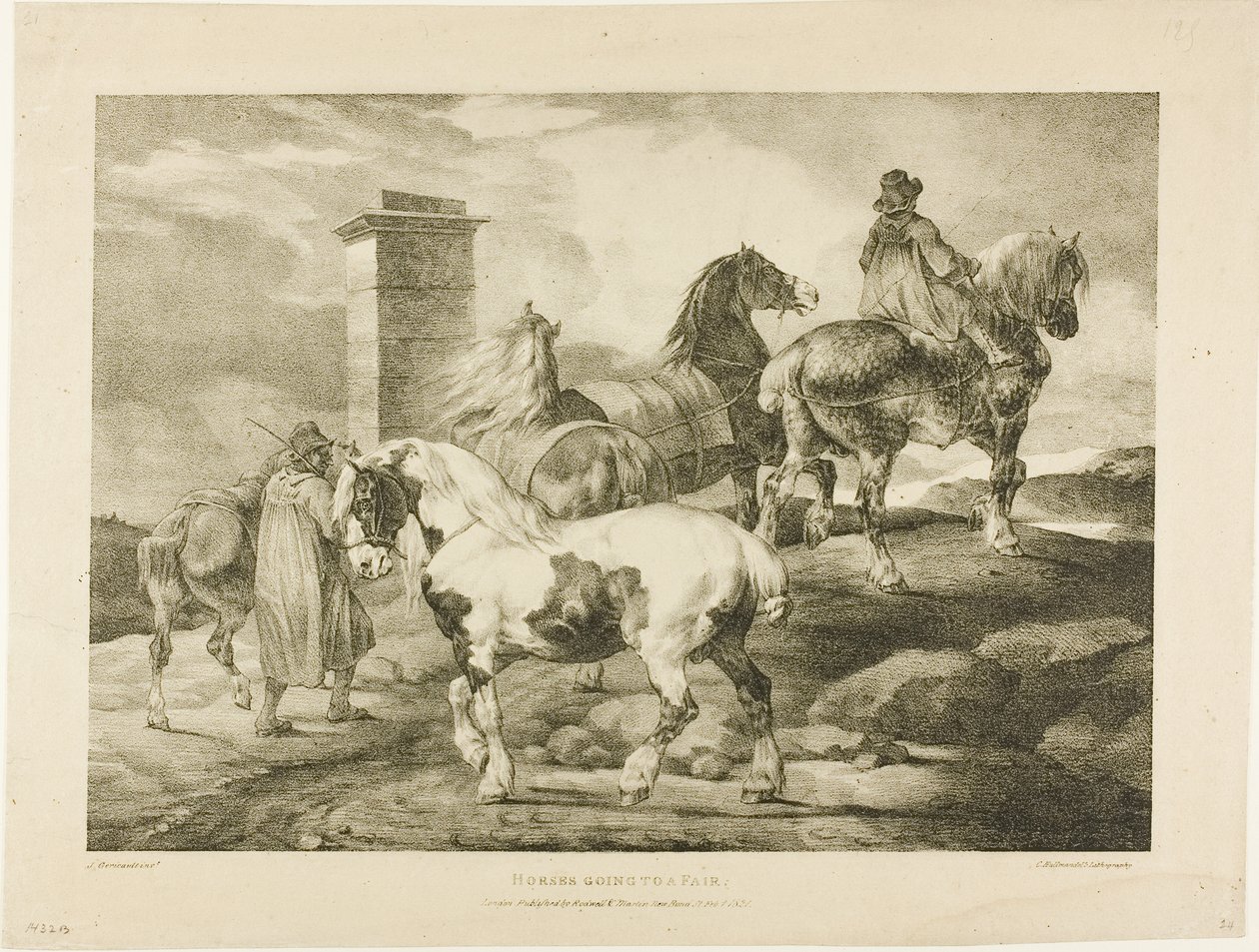 Cavalli che vanno a una fiera, tavola 3 da Vari soggetti disegnati dal vero su pietra da Jean Louis André Théodore Géricault