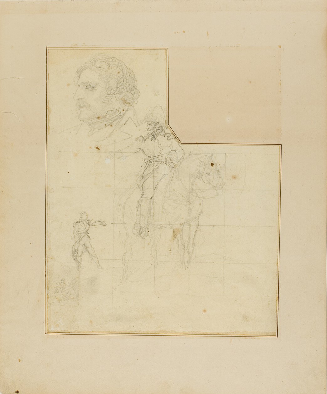Ufficiale a cavallo e altri schizzi da Jean Louis André Théodore Géricault