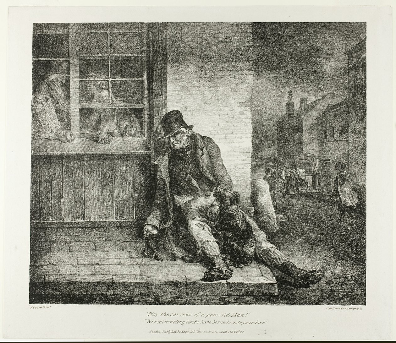 Pietà per i dolori di un povero vecchio... piatto 2 da vari soggetti disegnati dal vero su pietra da Jean Louis André Théodore Géricault