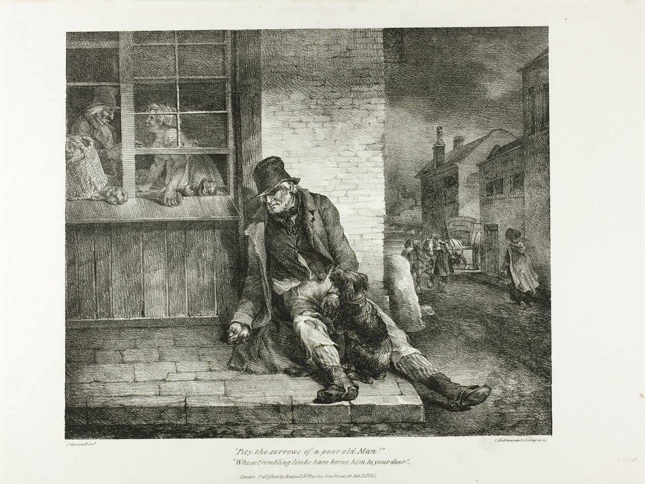 Pietà per i dolori di un povero vecchio... piatto 2 da vari soggetti disegnati dal vero e su pietra (The English Suite) da Jean Louis André Théodore Géricault