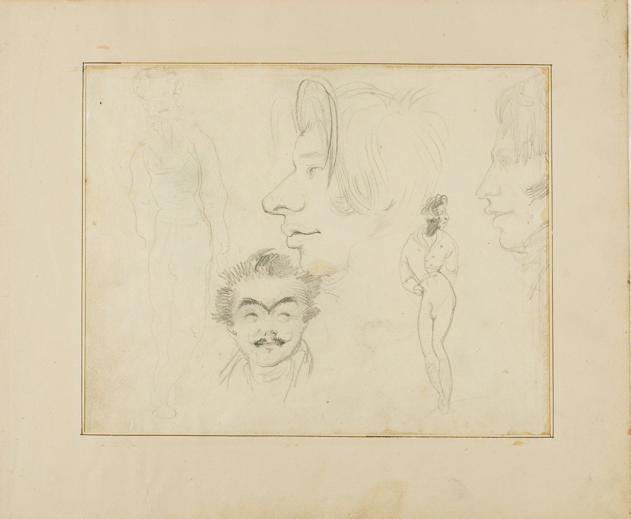 Foglio di caricature da Jean Louis André Théodore Géricault