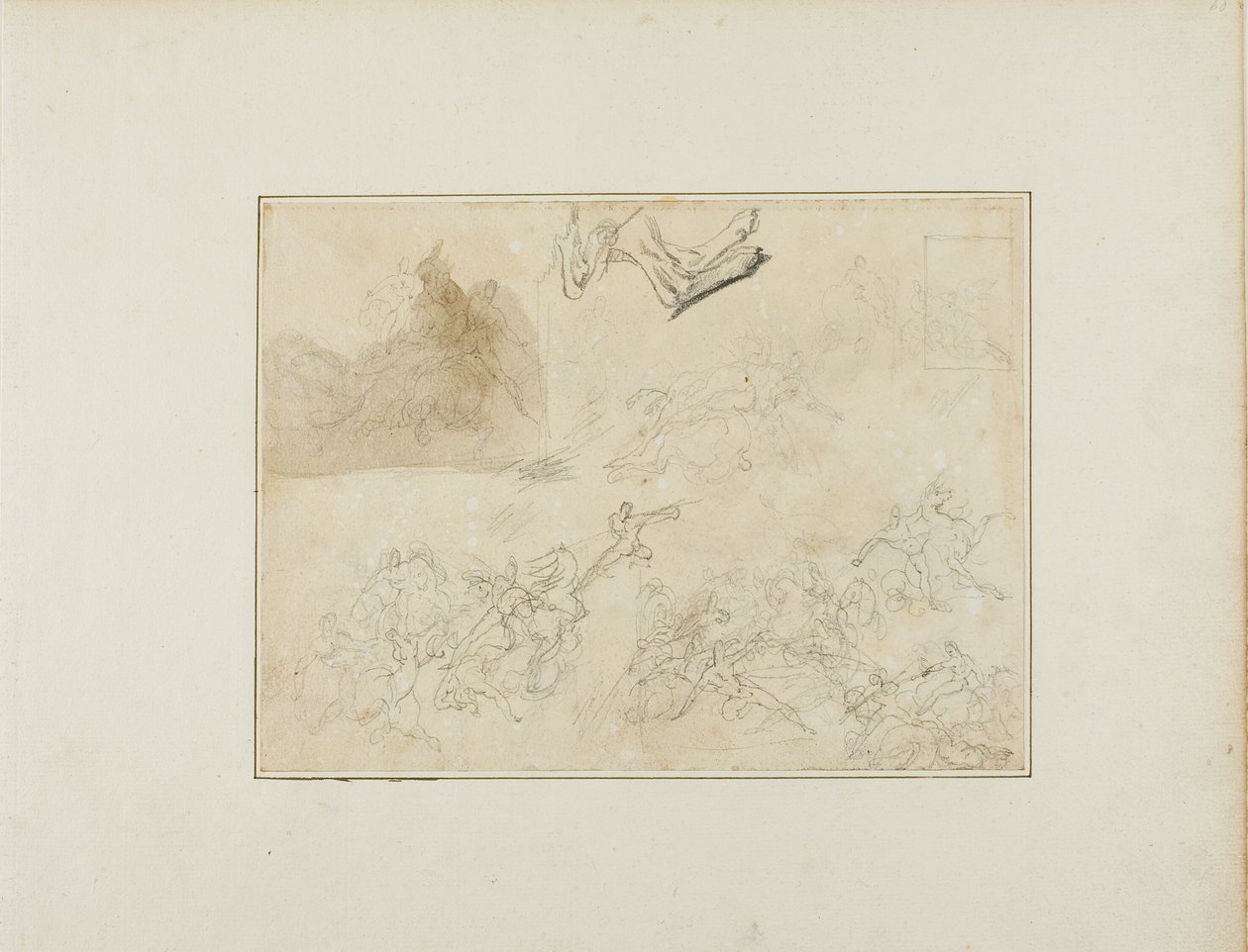 Schizzi per una battaglia di cavalleria; le zampe posteriori di un cane da Jean Louis André Théodore Géricault