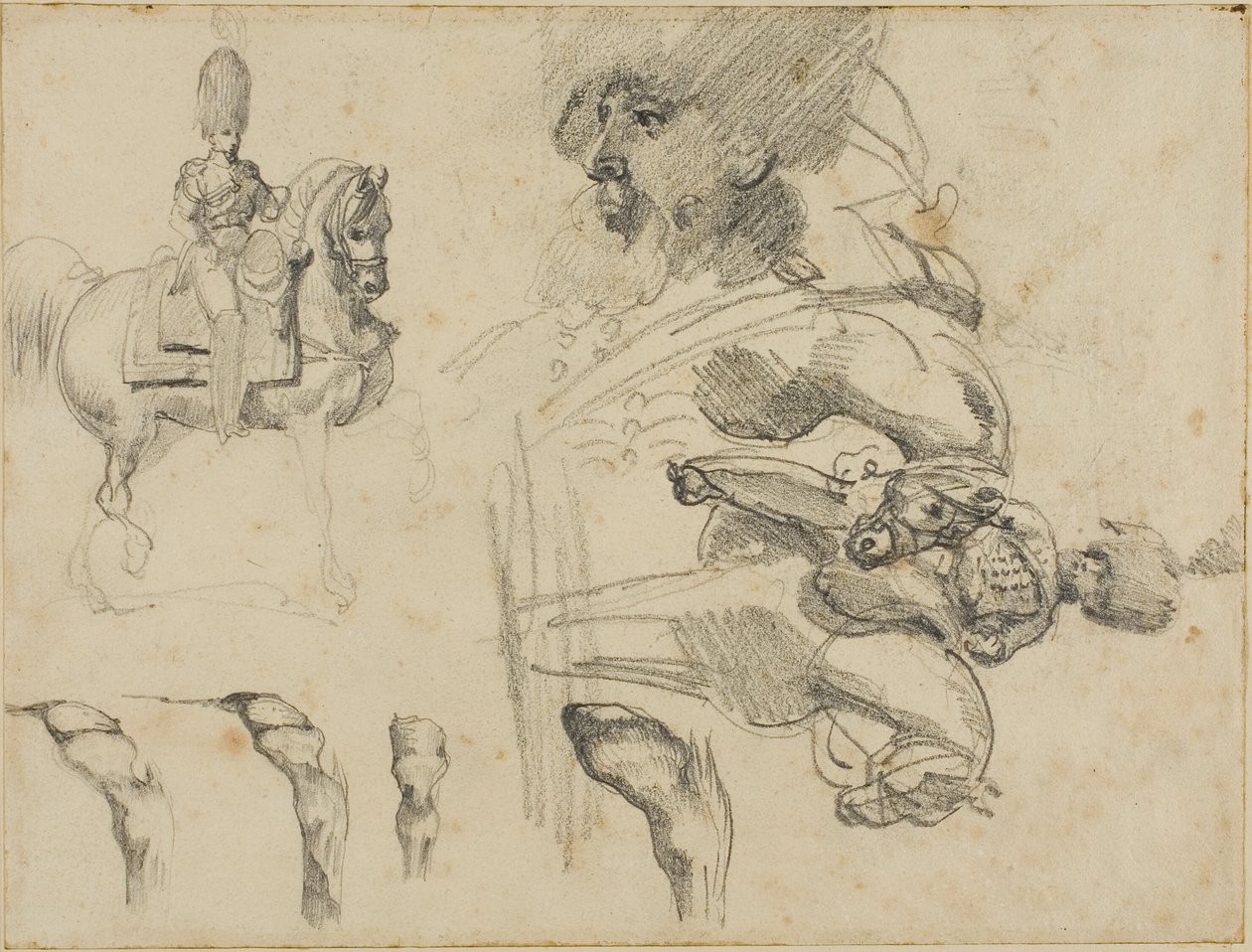 Schizzi di cavalli, soldati e zoccoli da Jean Louis André Théodore Géricault