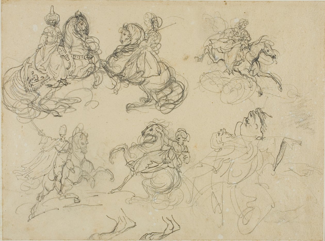 Schizzi di cavalieri orientali da Jean Louis André Théodore Géricault