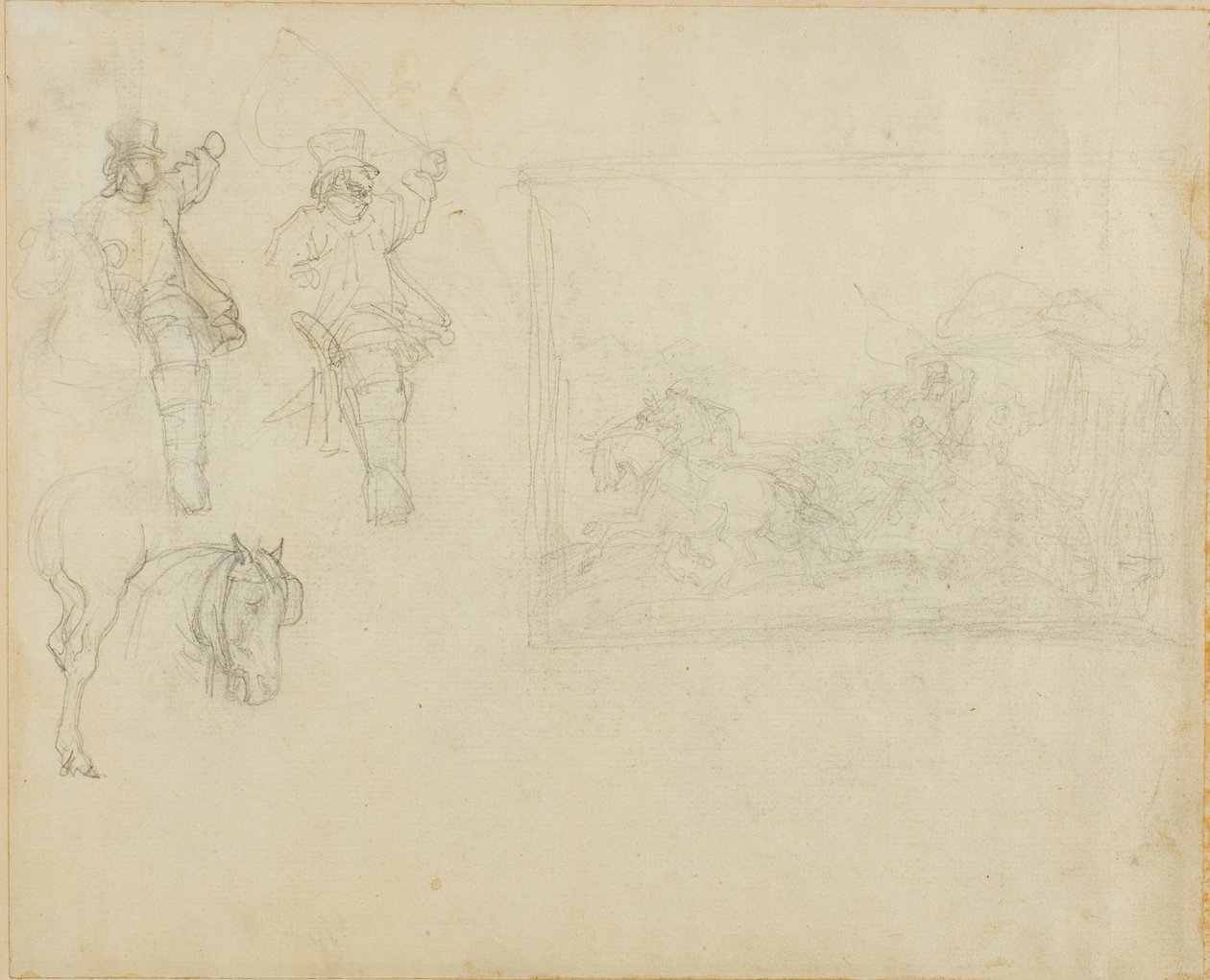 Schizzi di postiglioni e di una diligenza da Jean Louis André Théodore Géricault