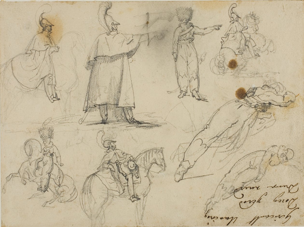 Schizzi di soldati e cavalli da Jean Louis André Théodore Géricault