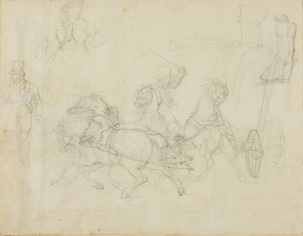 La diligenza trainata da cinque cavalli e altri schizzi da Jean Louis André Théodore Géricault