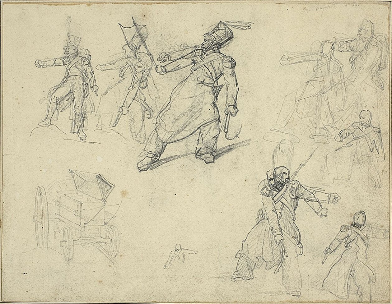 Studi di un granatiere e di un carrello per munizioni da Jean Louis André Théodore Géricault