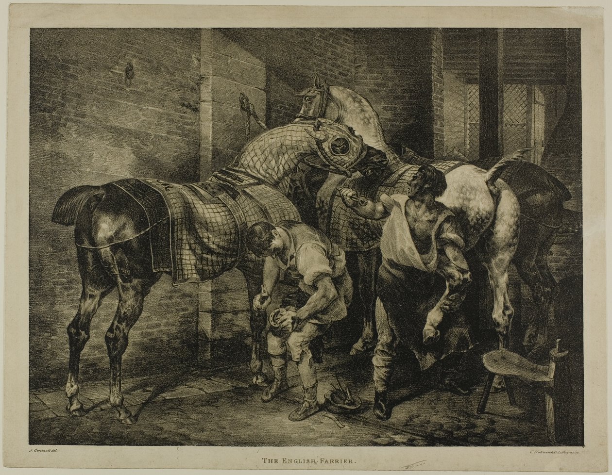 Il maniscalco inglese, tavola 10 da Vari soggetti disegnati dal vero su pietra da Jean Louis André Théodore Géricault