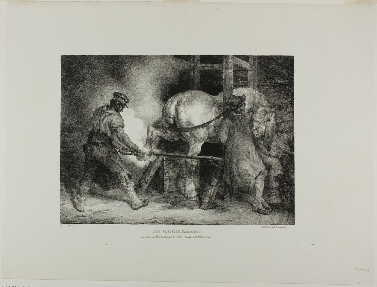 Il maniscalco fiammingo, tavola 4 da Vari soggetti disegnati dal vero e su pietra (The English Suite) da Jean Louis André Théodore Géricault