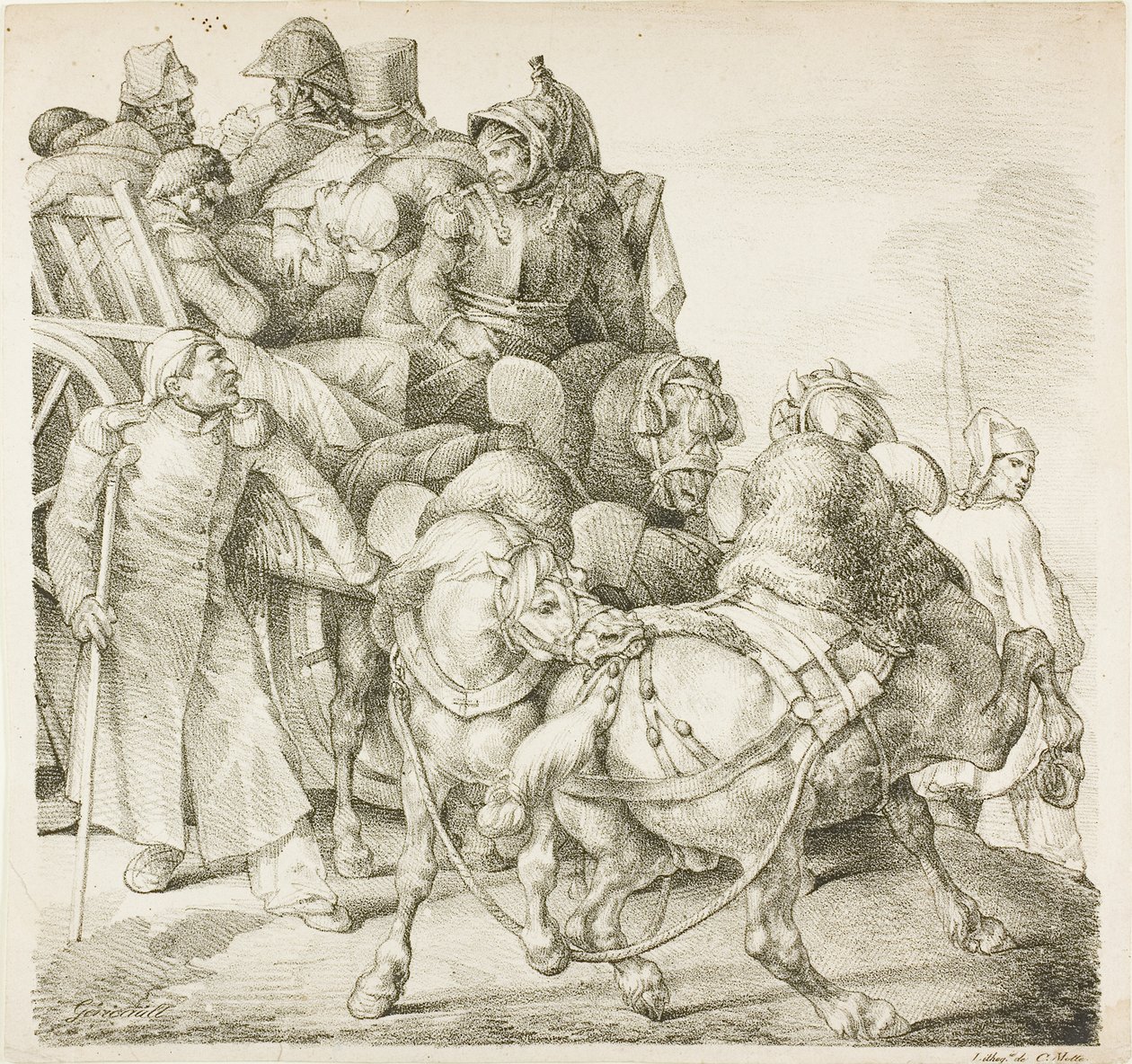 Vagone carico di soldati feriti da Jean Louis André Théodore Géricault