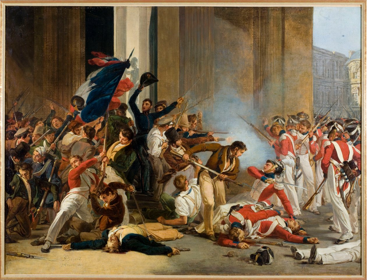 Francese: Cattura del Louvre, 29 luglio 1830; massacro delle Guardie Svizzere da Jean Louis Bezard