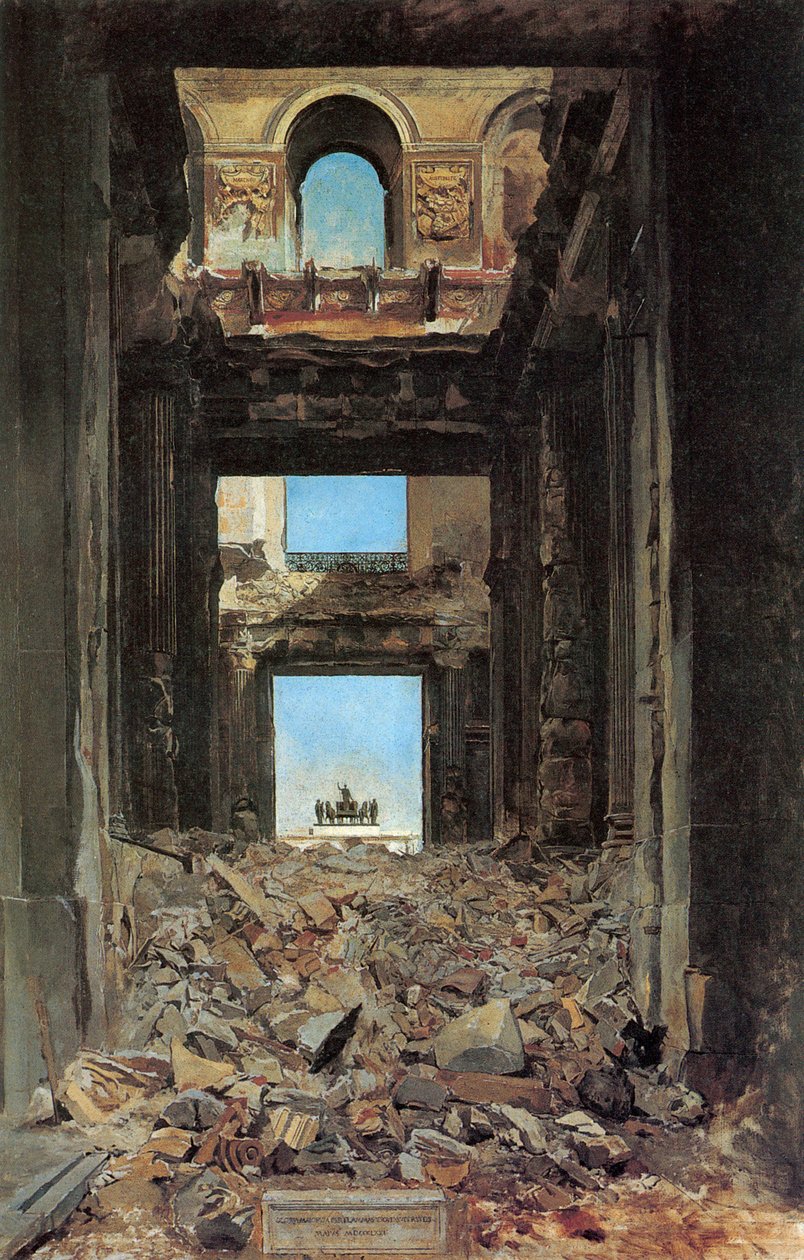 Le rovine del Palazzo delle Tuileries dopo la Comune del 1871, 1877 da Jean Louis Ernest Meissonier