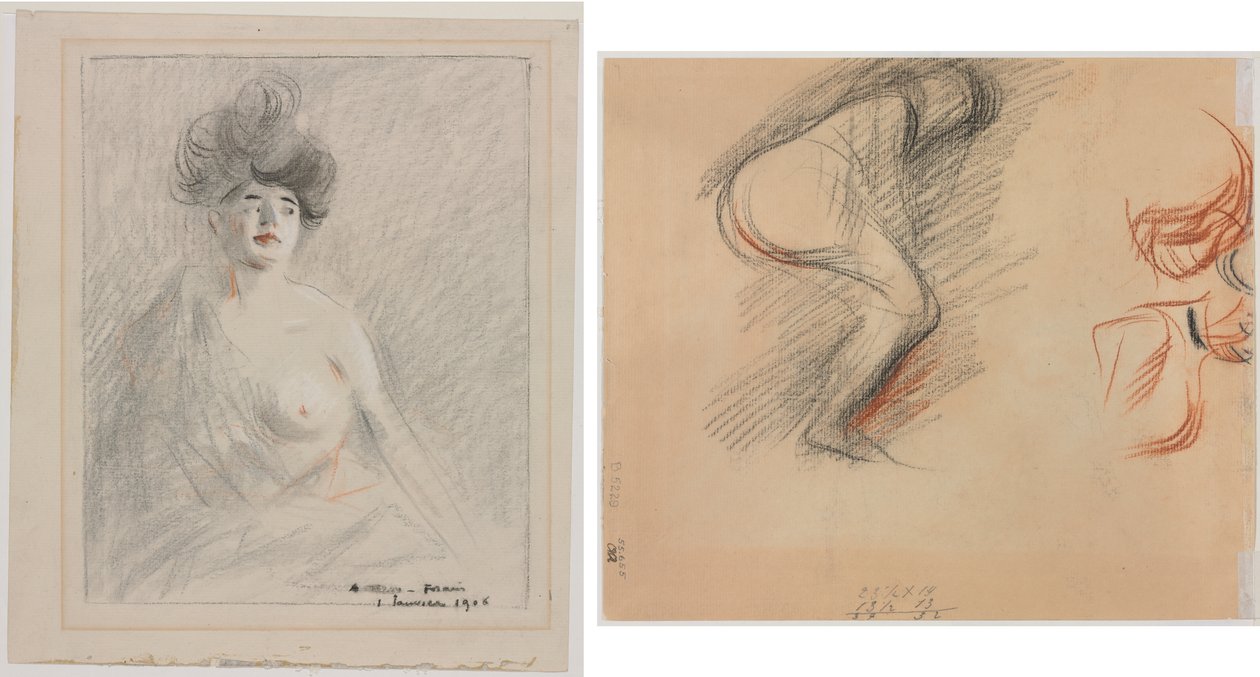 Cortigiana (recto) Schizzi di figure (verso) da Jean Louis Forain