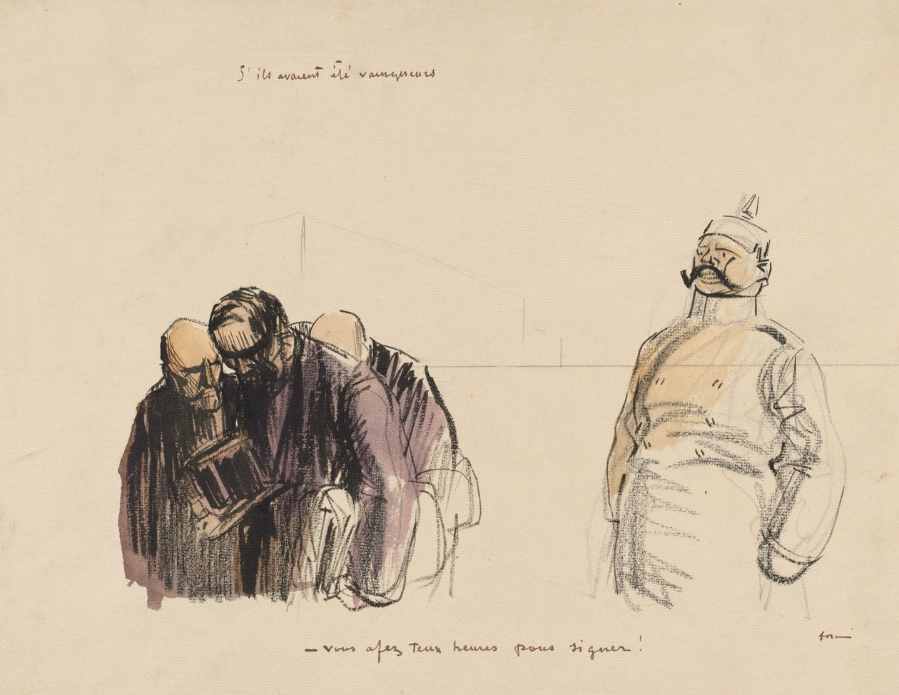 Se avessero vinto - Hai due ore per firmare, c1919 da Jean Louis Forain