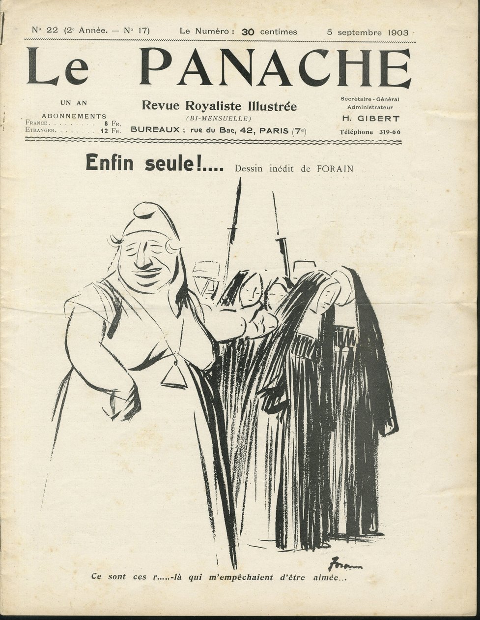 Illustrazione di Jean-Louis Forain per la copertina di Le Panache, rivista realista illustrata, n. 20 da Jean Louis Forain