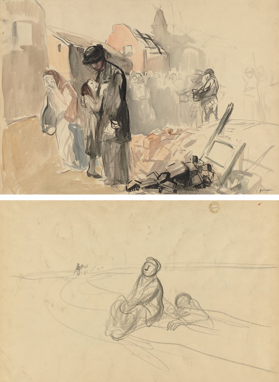 Territorio riconquistato (recto) Due figure su una strada (verso) da Jean Louis Forain