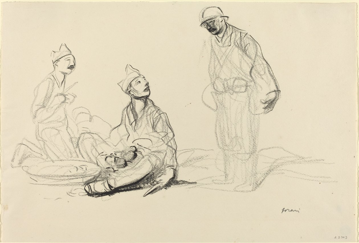 Soldati che preparano un pasto da Jean Louis Forain