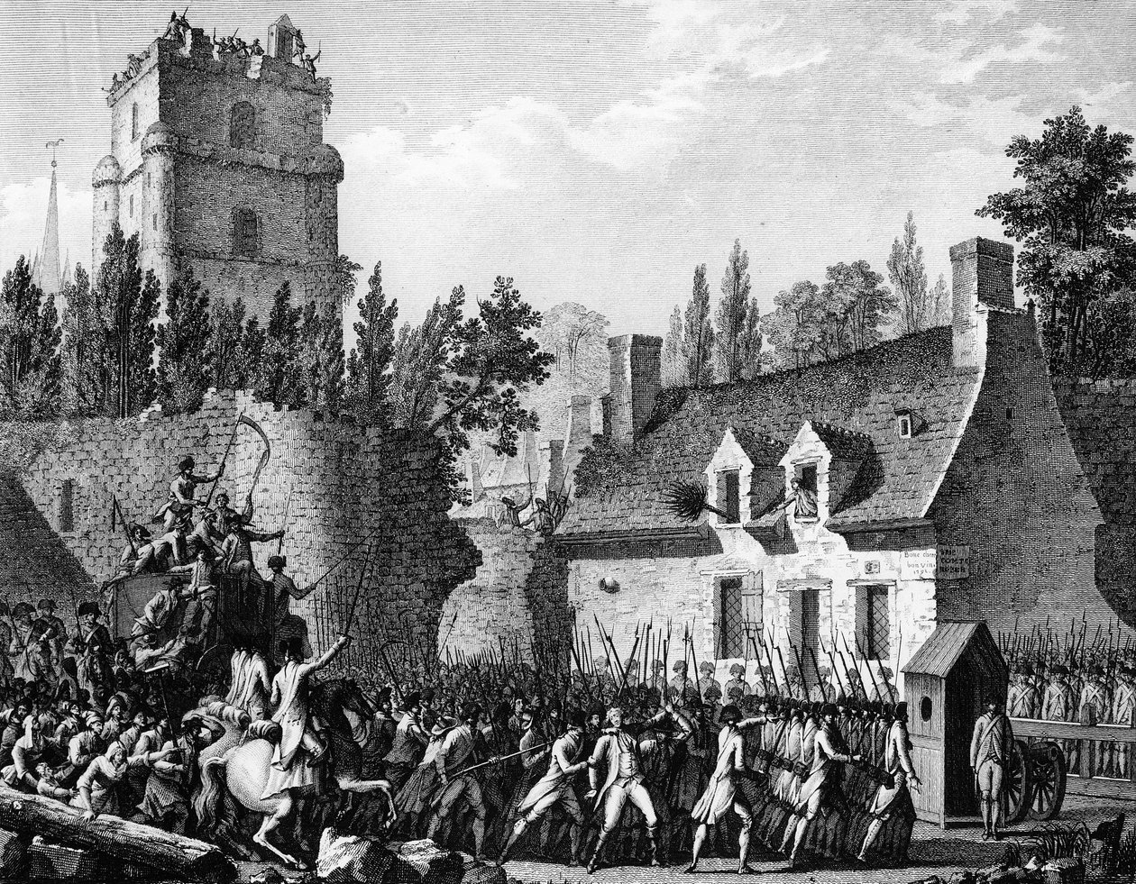 Rivoluzione francese: Pierre Victor de Besenval de Brunstatt, Barone de Besenval (1721-1791) condotto a Brie Comte Robert il 10 agosto da Jean Louis II (after) Prieur