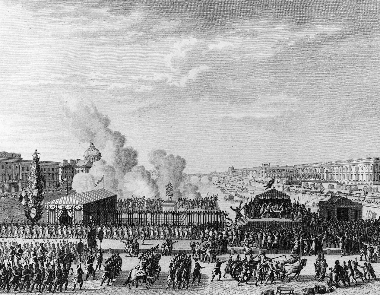 Rivoluzione francese: Volontari al Pont Neuf a Parigi, 22 luglio da Jean Louis II (after) Prieur