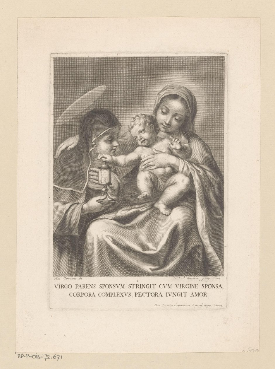 Maria con bambino e santa donna con reliquiario da Jean Louis Roullet