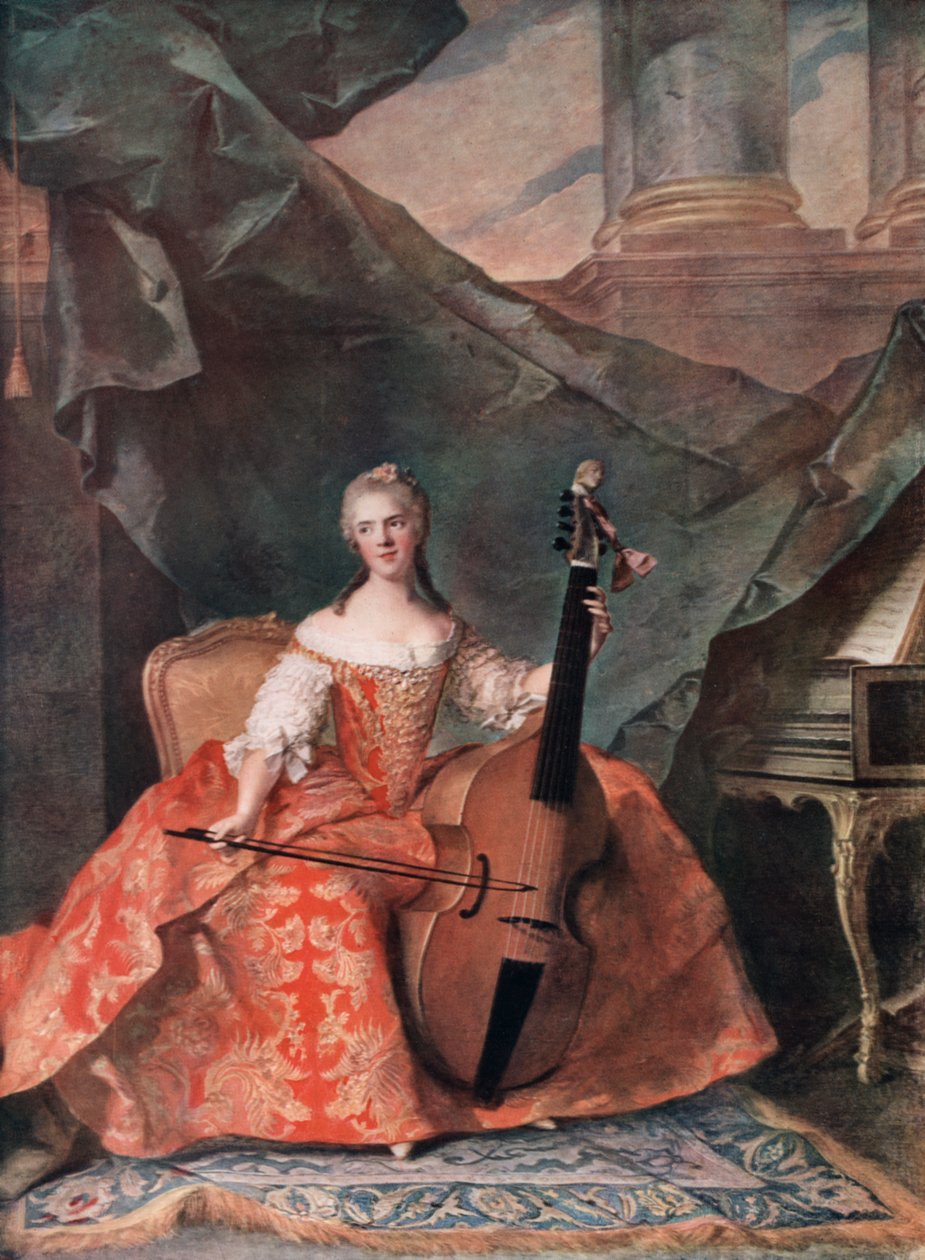 Madame Henriette de France in costume di corte suona una viola da gamba, 1754 da Jean Marc Nattier