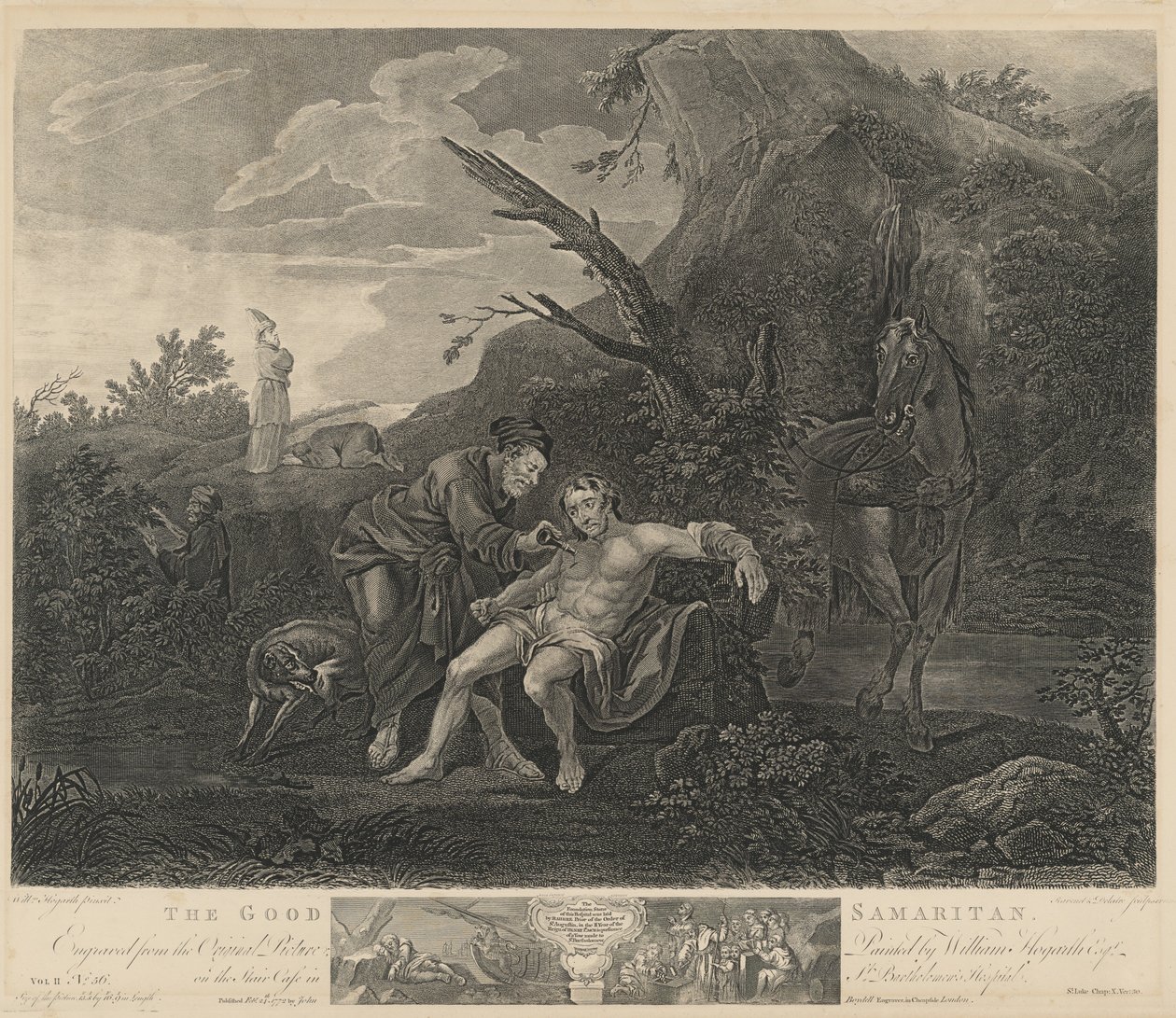 Il buon samaritano da Jean Marie Delatre and Simon Francois Ravenet I after William Hogarth