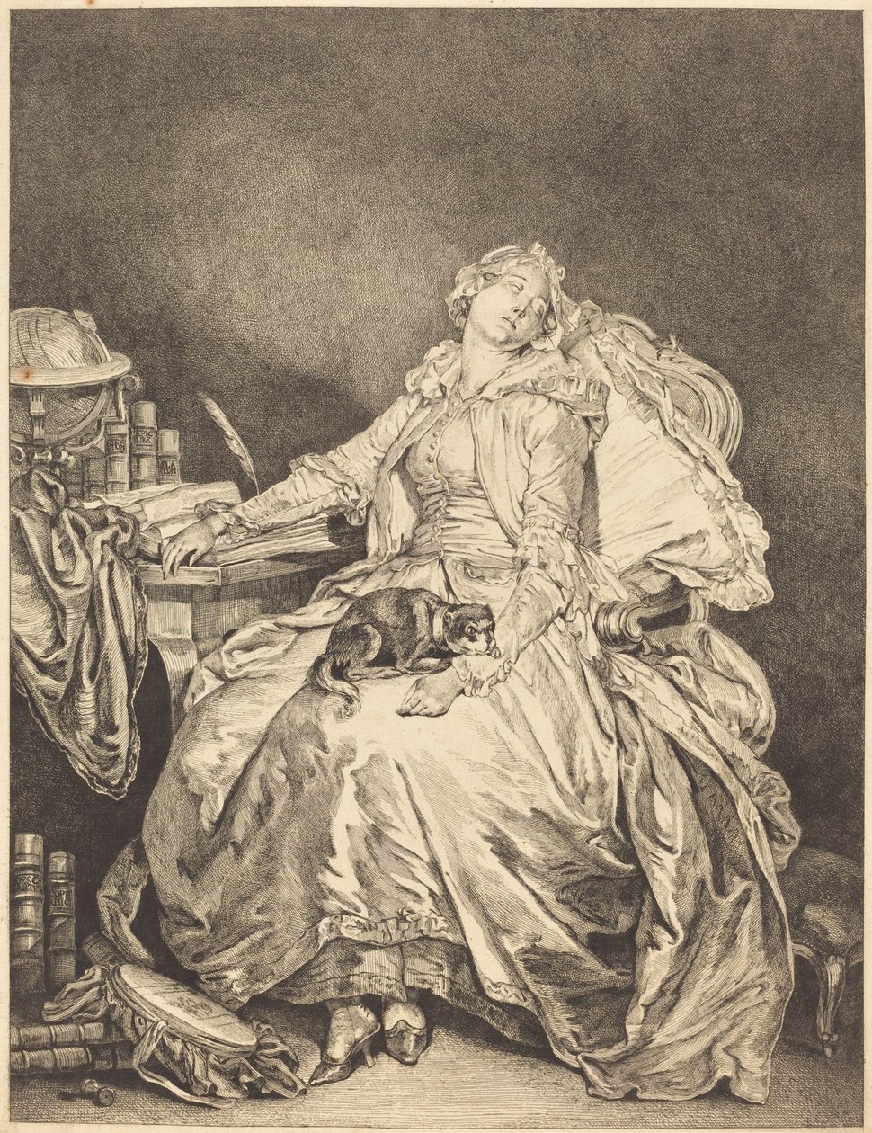 La filosofia addormentata da Jean Michel Moreau after Jean Baptiste Greuze