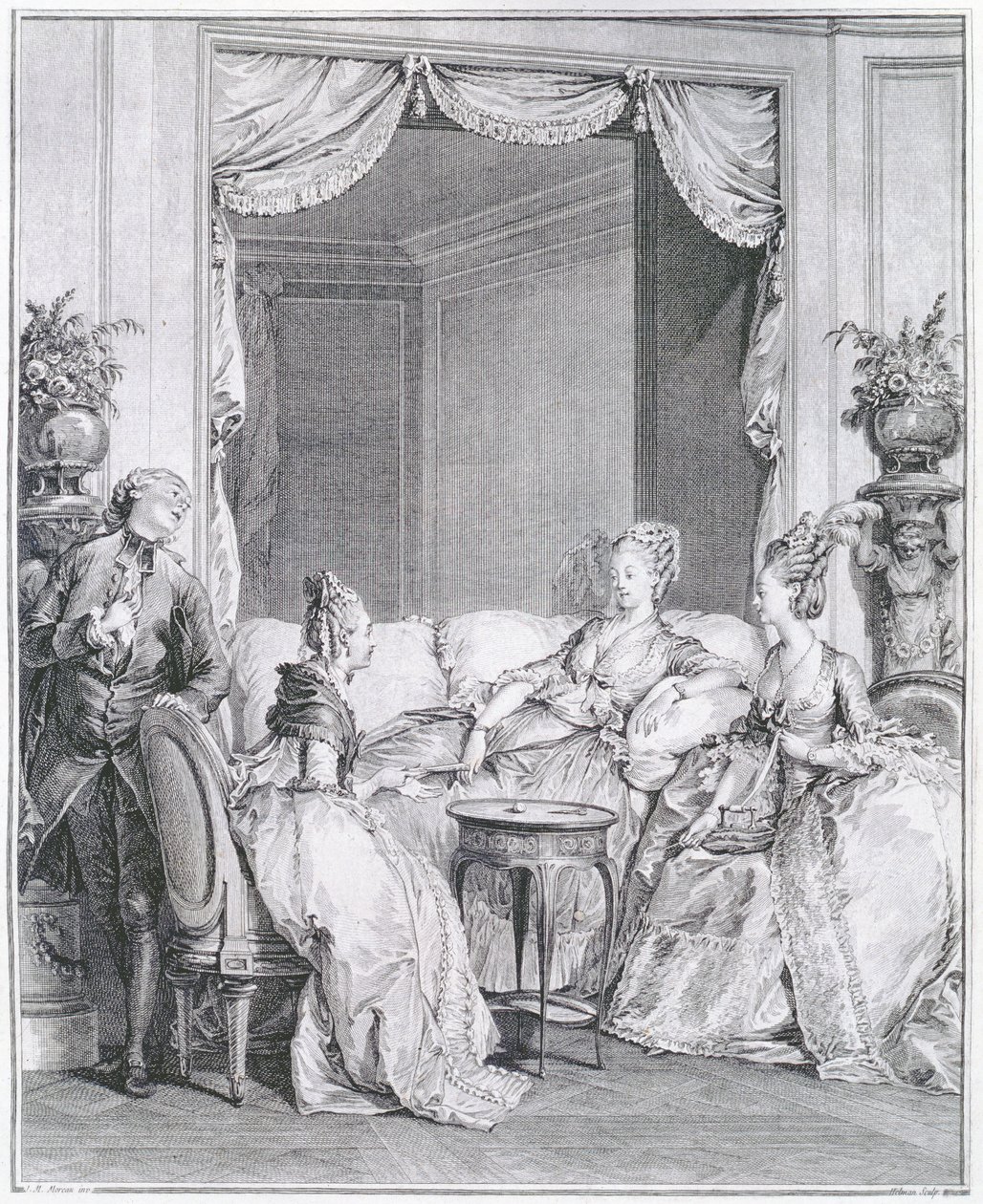 Non temere, mio buon amico, inciso da I.S. Helman (1743-1809) da Jean Michel the Younger Moreau