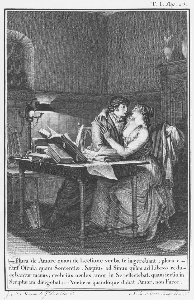 Eloisa e Abelardo nel loro studio, illustrazione da 