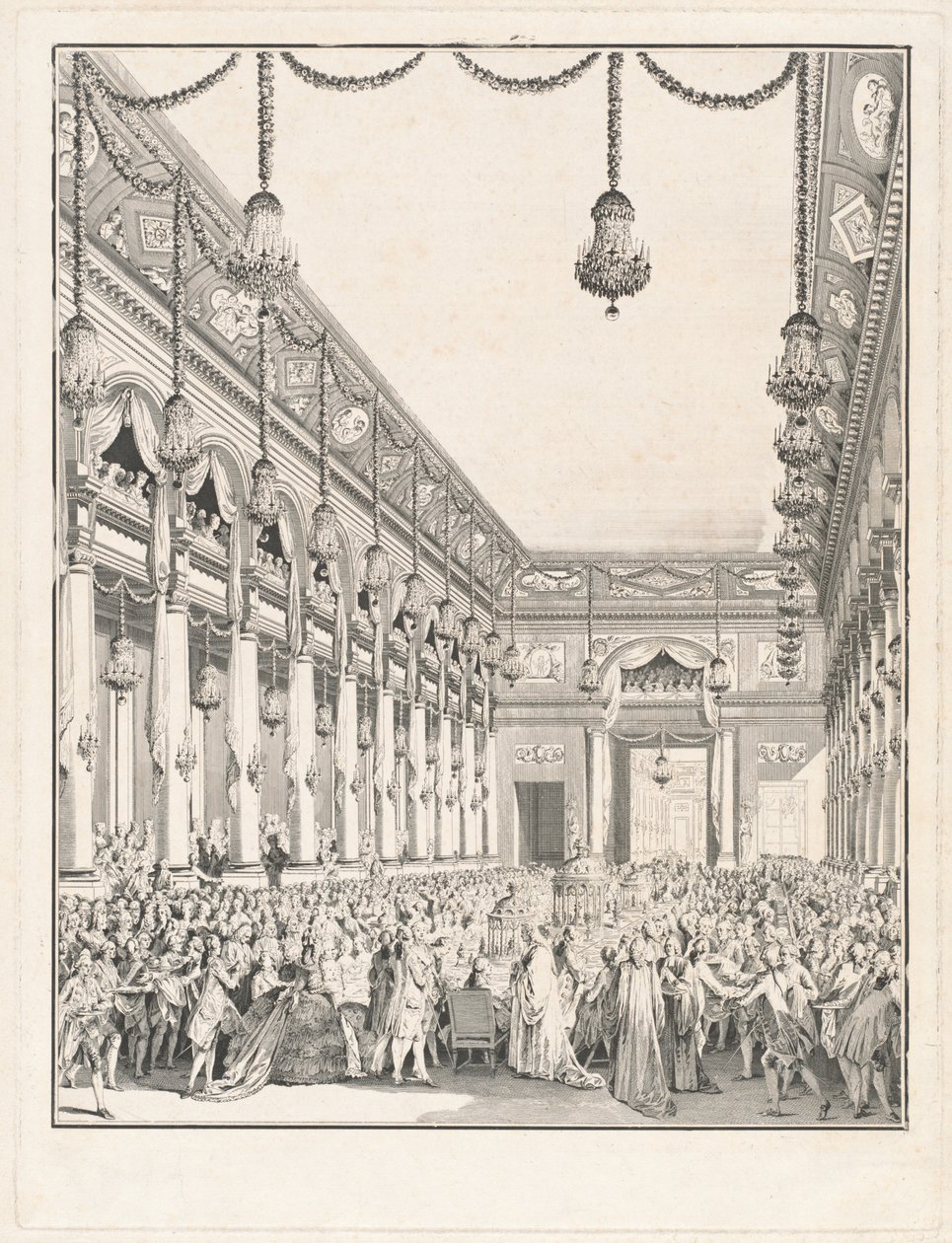 Il banchetto reale - Festa data in occasione della nascita di Monseigneur le Dauphin, 21 gennaio 1782 da Jean Michel Moreau the Younger