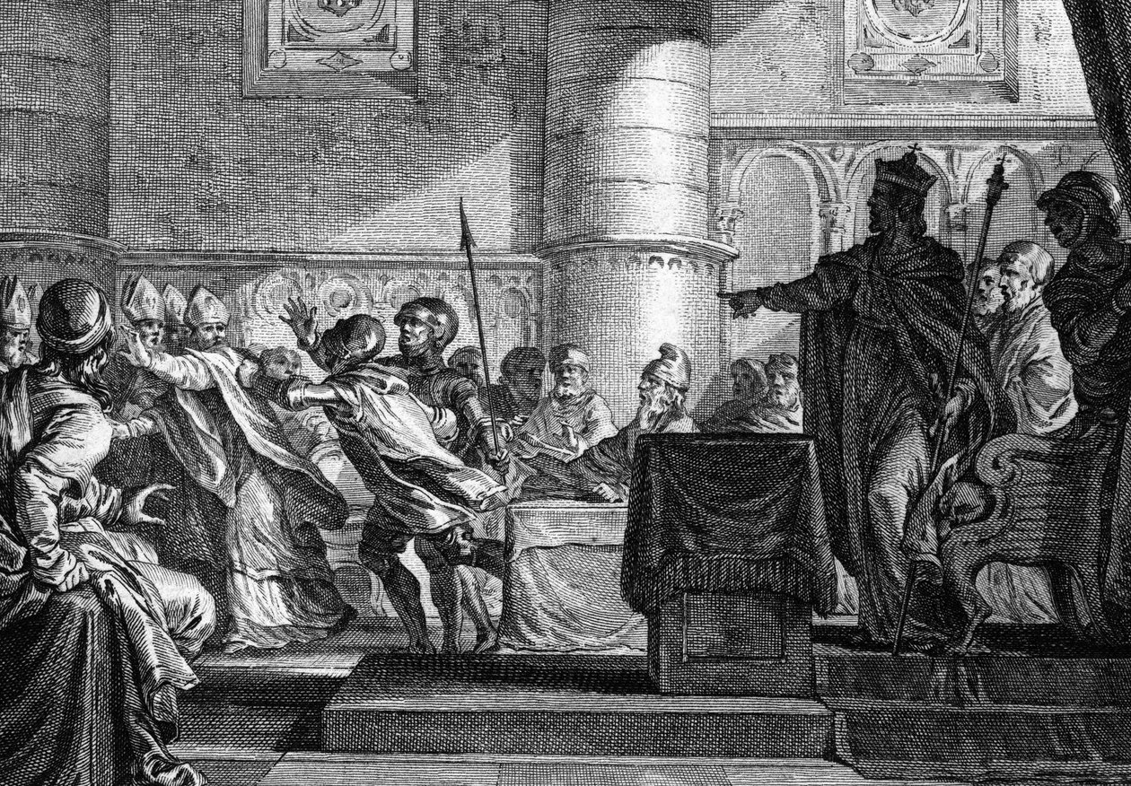Clero tra clero e nobiltà riuniti in Parlamento a Epernay (Marne) da Carlo il Calvo (846). Incisione di J. P. Le Bas dopo Moreau le jeune. XVIII secolo da Jean Michel the Younger Moreau