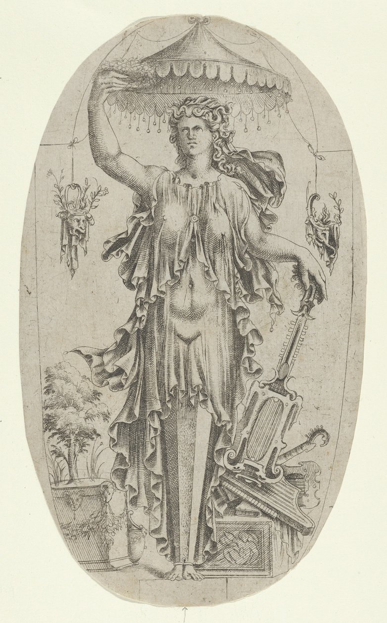 Termine in forma di donna con strumento musicale, 1535-55 da Jean Mignon
