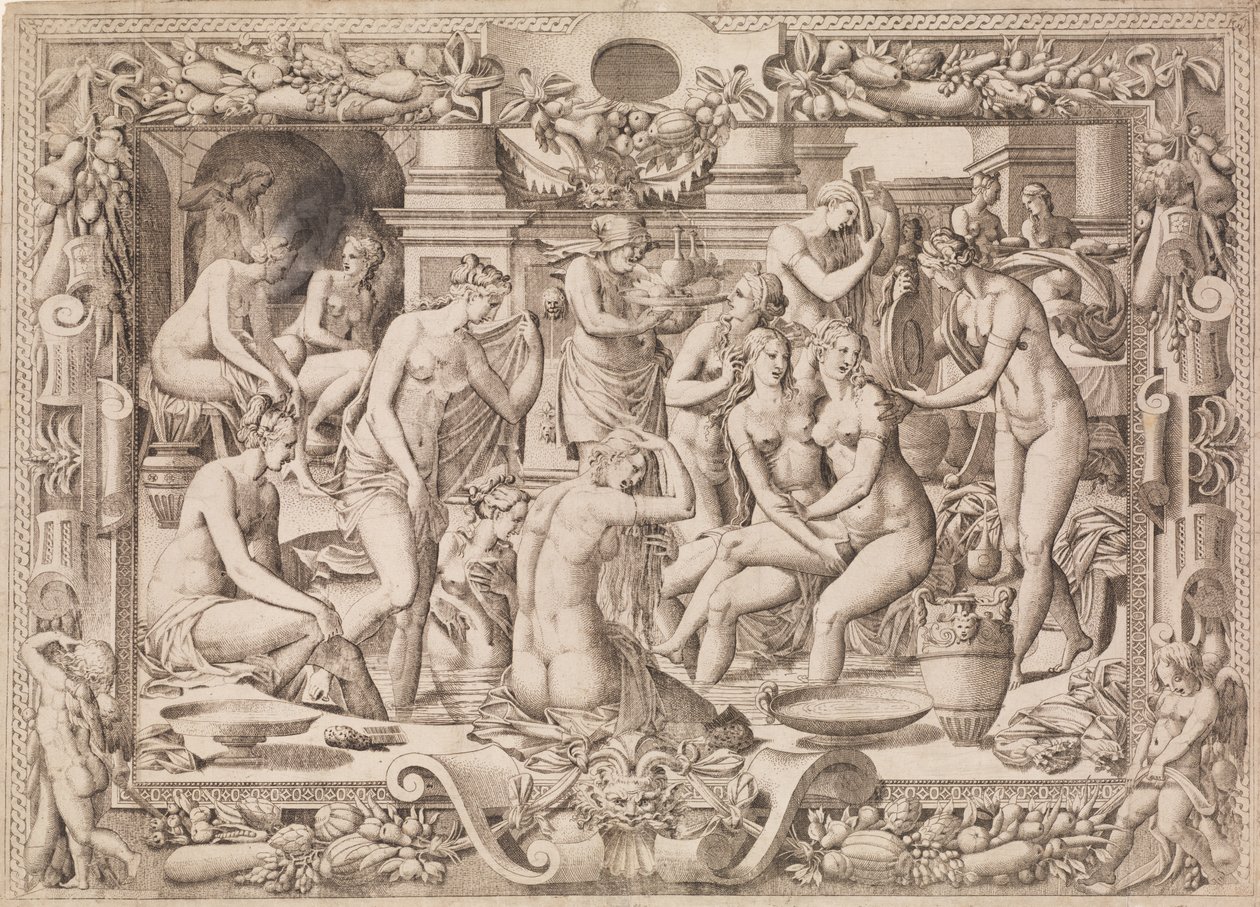 Donne che fanno il bagno, 1535-55 da Jean Mignon