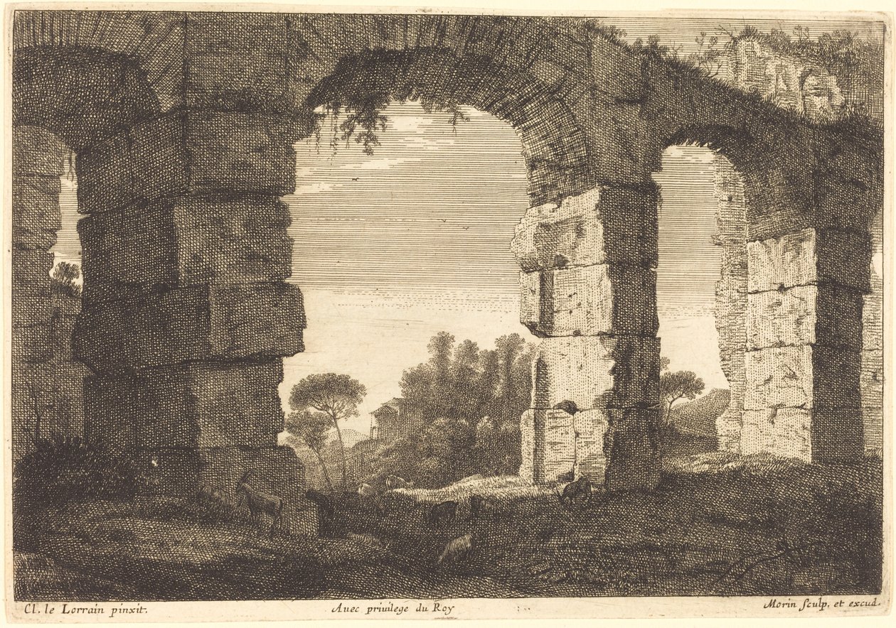 Rovine di un acquedotto da Jean Morin after Claude Lorrain