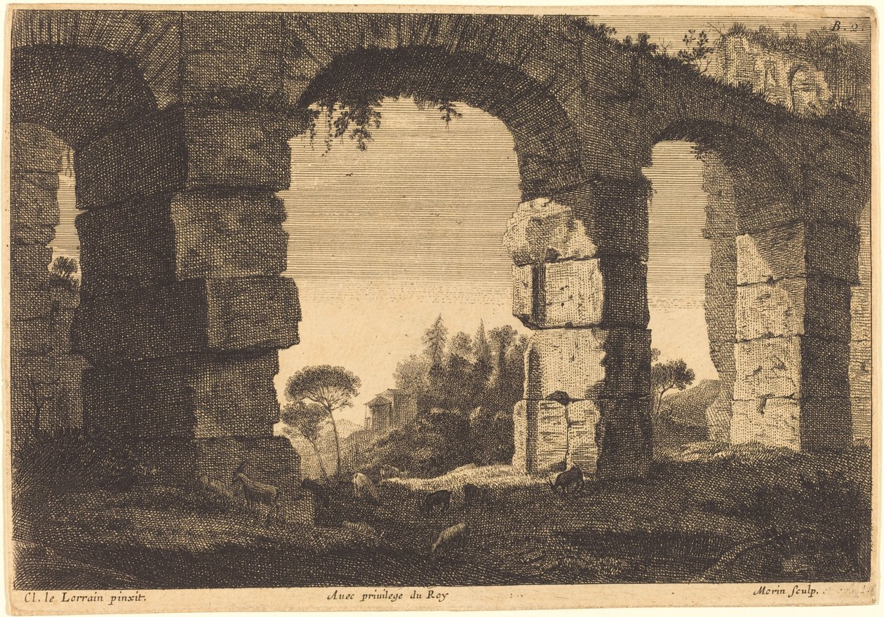 Rovine di un acquedotto da Jean Morin after Claude Lorrain