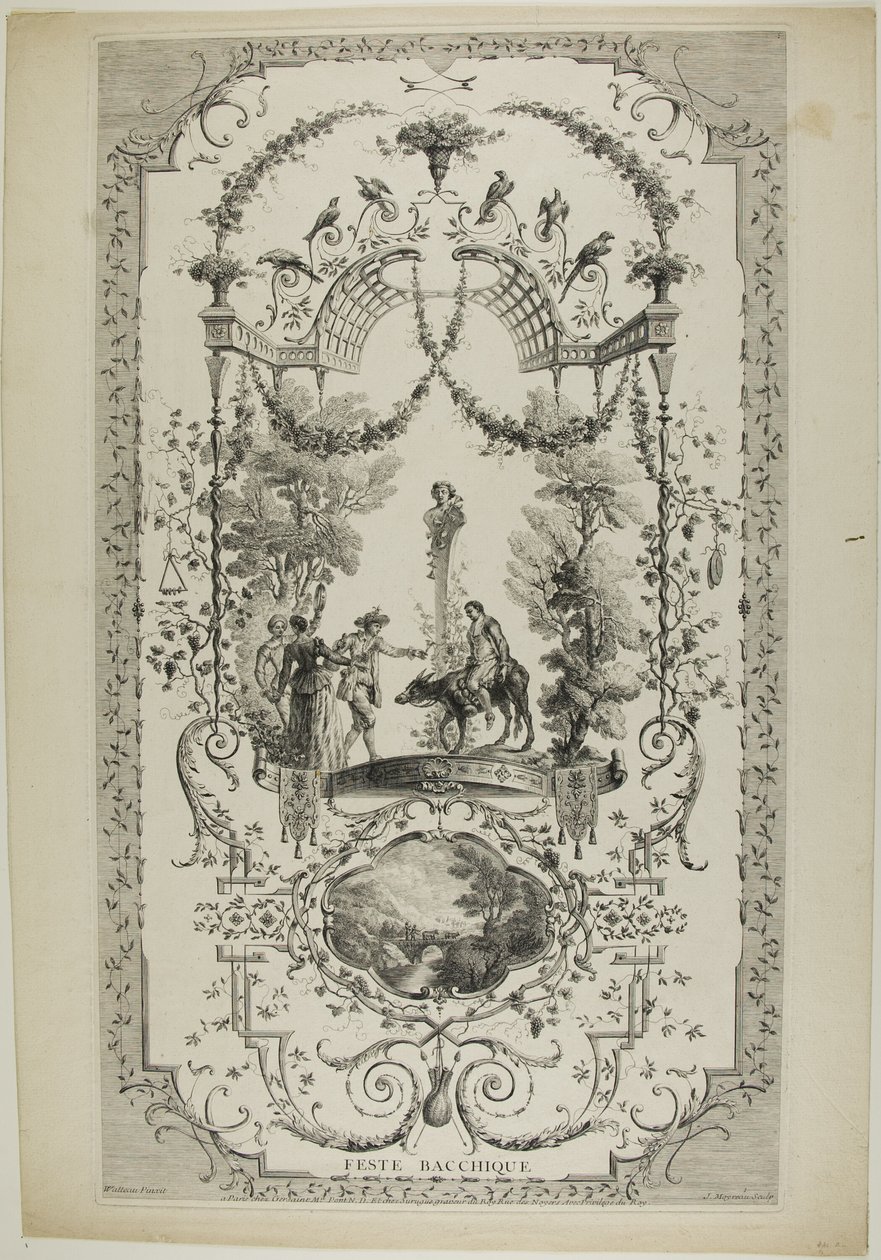 Feste Bacchique, tavola 97 da "Opere di Antoine Watteau da Jean Moyreau